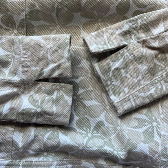 Lemon Grass Studio Floral Textured Button-Up Beige & Green Jacket Womens Size XL - Picture 7 of 8
